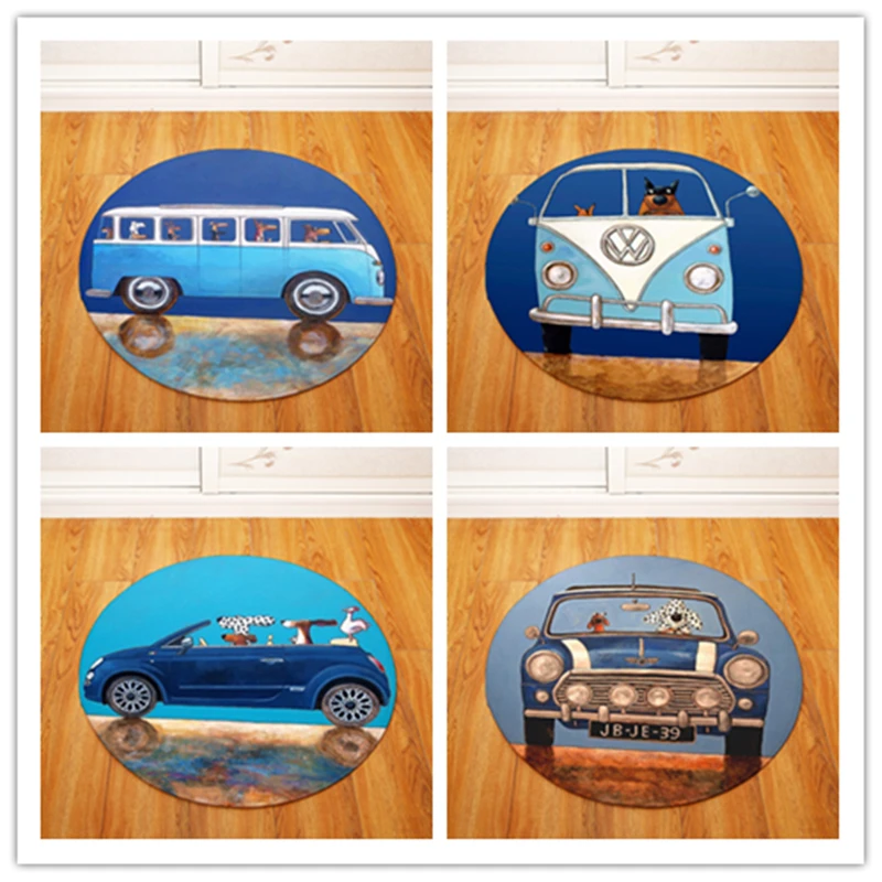 Круглые ковры для гостиной машины собаки напечатанные спальни стульев ковриков