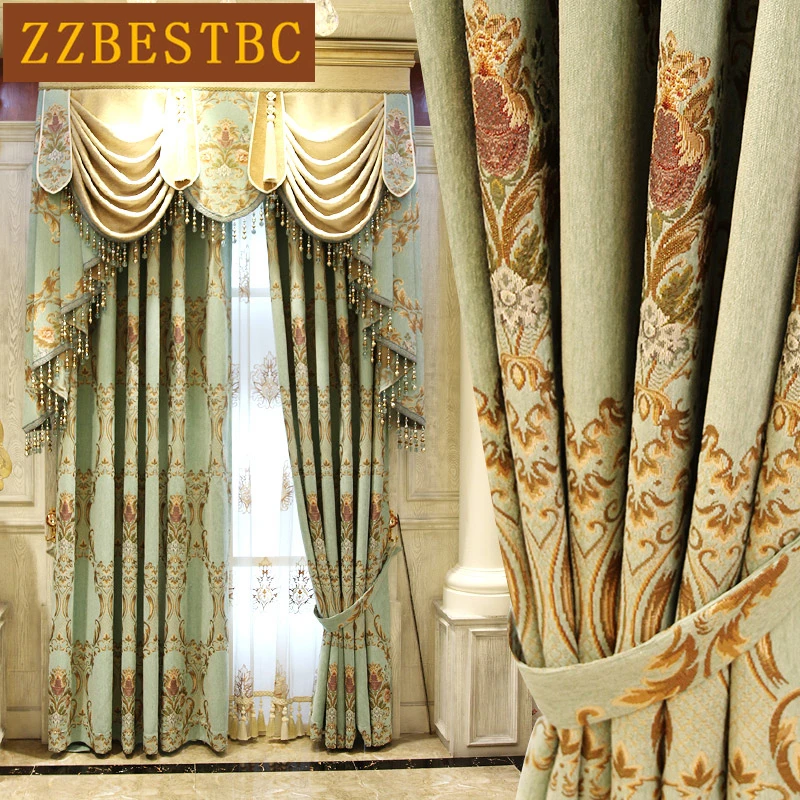 

New Classical Customized Thickened Jacquard Shade Curtain for Bedroom Postmodern High Up Curtain Cloth for Living Room/Kitchen