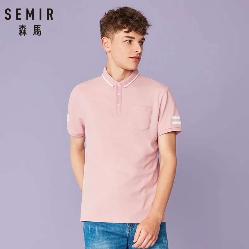SEMIR, Хит, Мужская рубашка поло, брендовая, мужская, короткий рукав, модная, повседневная, тонкая, вышивка, дышащая, поло, мужские, с отворотом, деловые майки