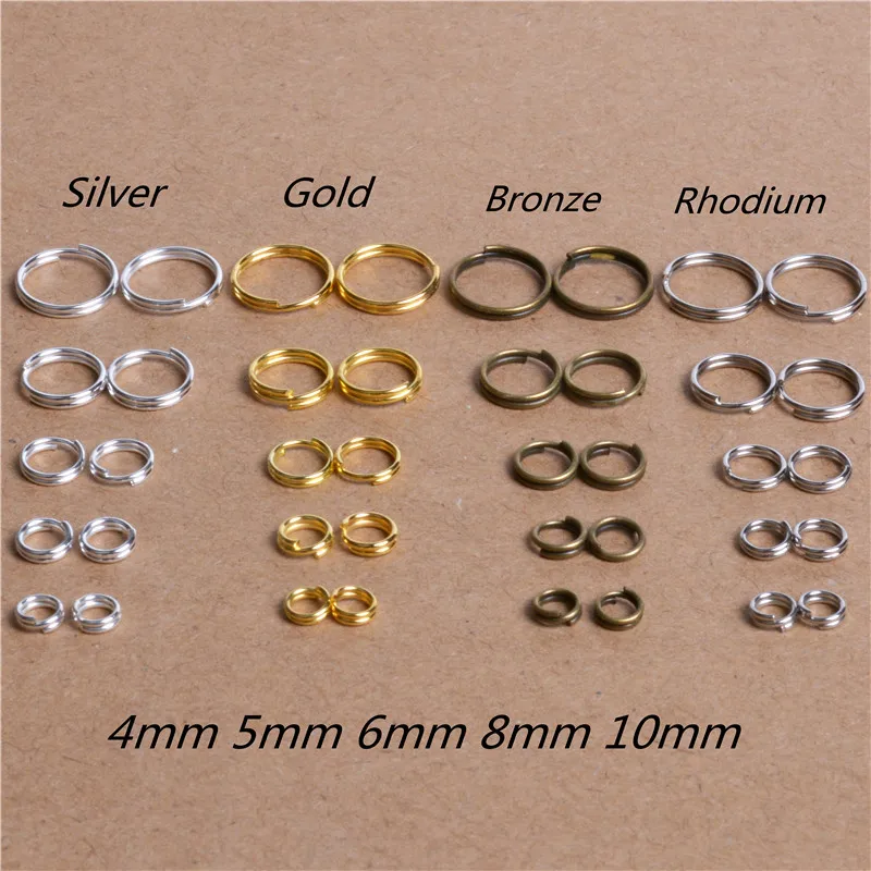 

200pcs/lot 4/5/6/8/10mm Gold Silver Bronze Color Double Jump Rings&Split Ring for Jewelry Making Finding DIY Craft Accessory