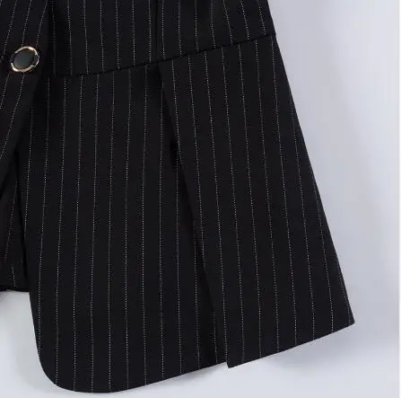 

New Elegant fashion women stripe skirt suit summer formal V Neck slim blazer and skirt office ladies plus size work wear