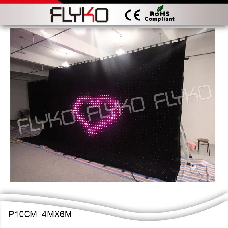 Сценический декоративный светильник гибкая светодиодная занавеска CE ROHS Flyko DMX P10