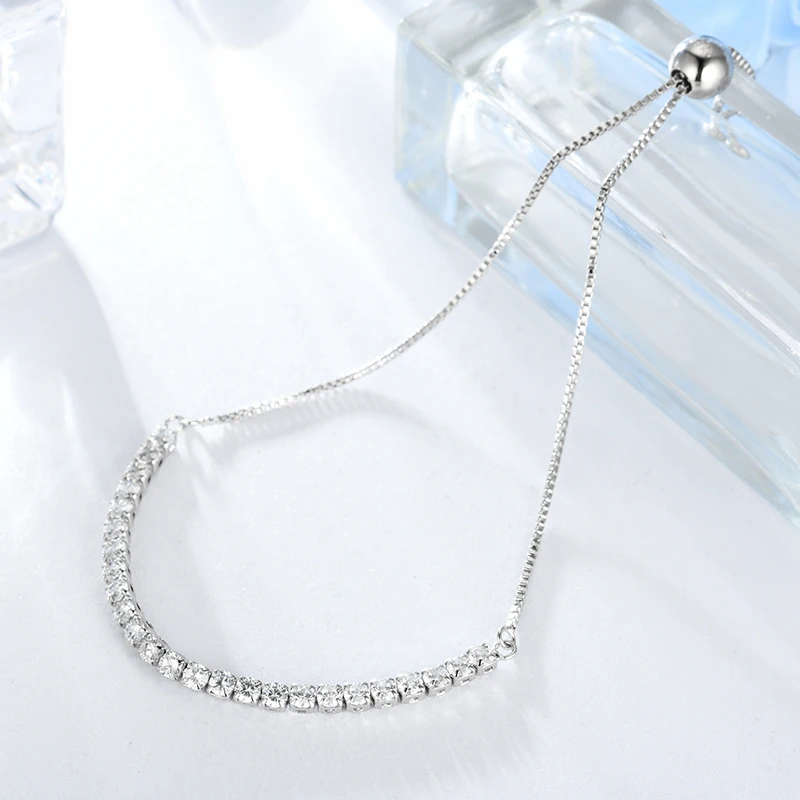LZESHINE Adjustable Tennis Bracelet &amp Bangle with Clear CZ Female Charming Jewelry Gifts Silver Color Chain for Women | Украшения и