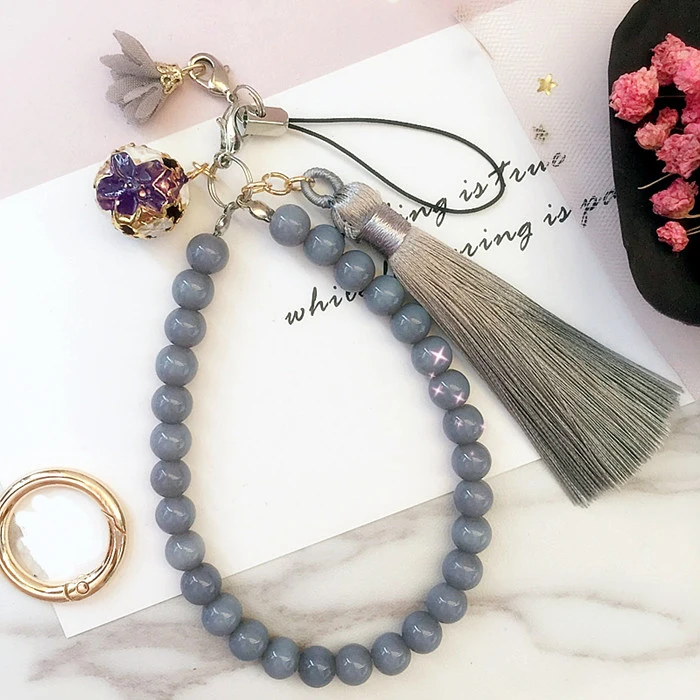 Original design Tassel Mobile phone lanyard short U disk camera rope bead mobile chain hanging wrist wallet pendant female | Мобильные