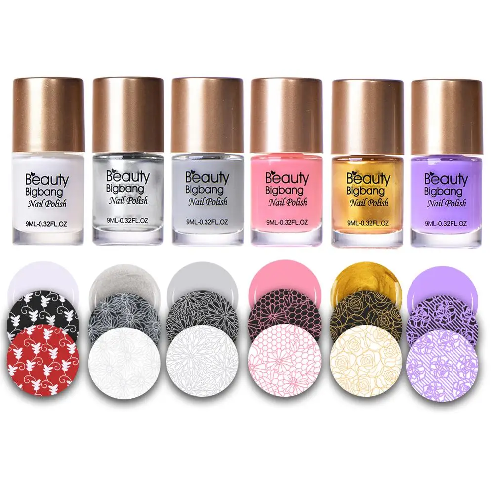 

12 Colors BEAUTYBIGBANG Nail Stamping Polish 8ml 1Piece Colorful Printing Varnish Lacquer For Nail Art Stamping Plate 006 Red