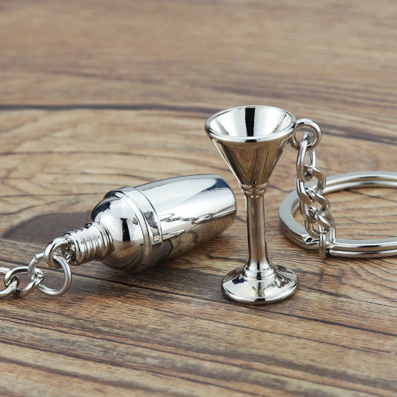 

30 Pcs New Creative 3D Mini Hip flask Keychain Bartender Keychain Simulation Coffee Keychain Coffee Machine Keyring