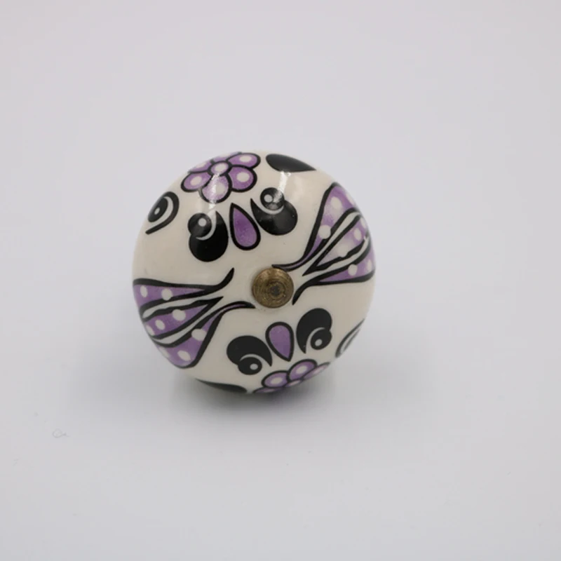 Американский стиль фиолетовый цветок ручная роспись керамическая ручка комод