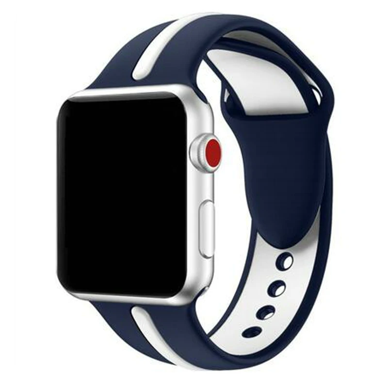 Спортивный Браслет ремешок для Apple Watch из мягкого силикона 38 мм серии 3 часов