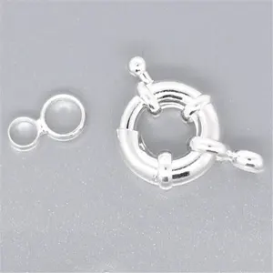 Пружинные застежки DoreenBeads 10 серебристого цвета с крепежными кольцами 15 мм (B08400), иу
