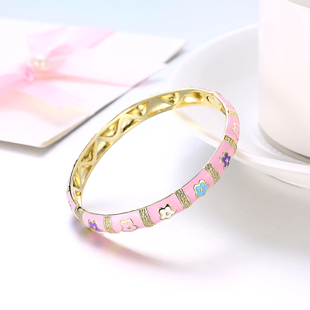 Women's Yellow Gold Color Cute Romantic Round Bangle | Украшения и аксессуары