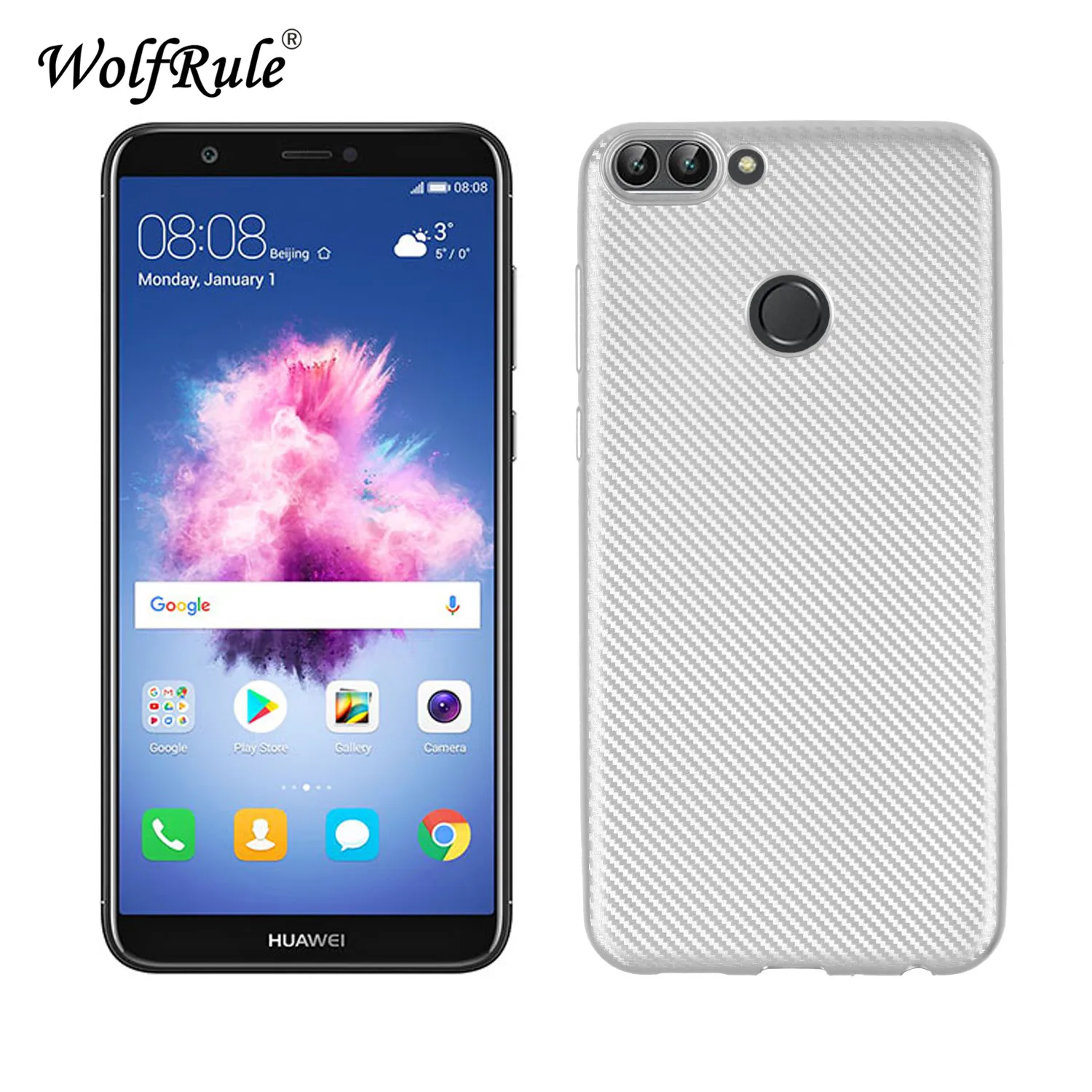 Умный чехол wolfrole Huawei P для Enjoy 7s Роскошный с полной защитой из углеродного волокна