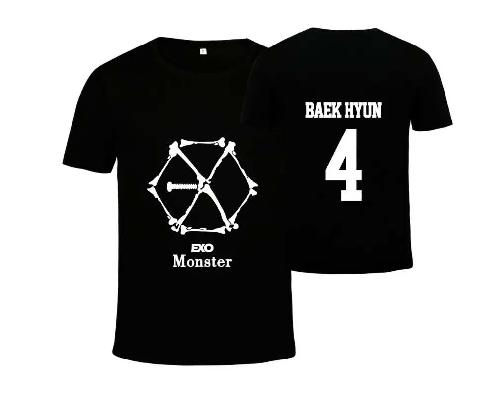 Футболка EXO BAEKHYUN Monster Базовая рубашка для концерта свободная футболка пар топ