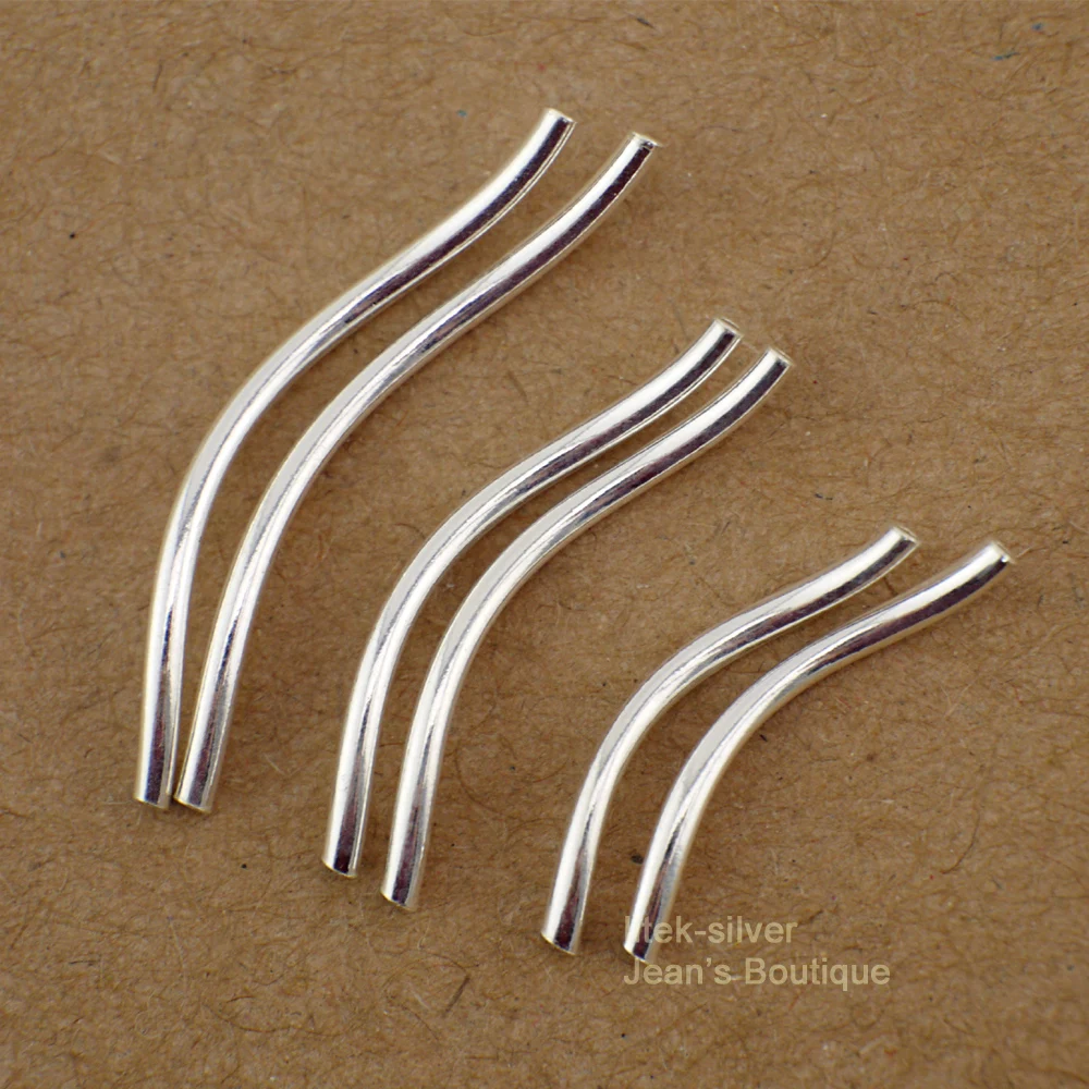 2 шт. S92 цельный браслет из стерлингового серебра SIL Twist Curve Tube Spacer Beads Jewelry A2490 |