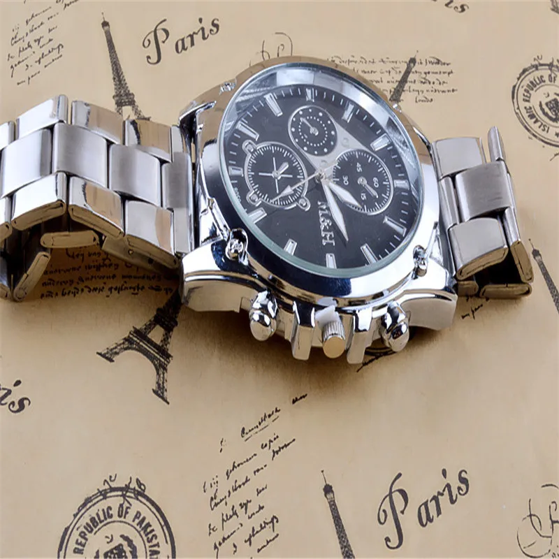 

Hot Fashion Luxury Business men's watch Stainless Steel Band Machinery Sport Quartz Watch Clock