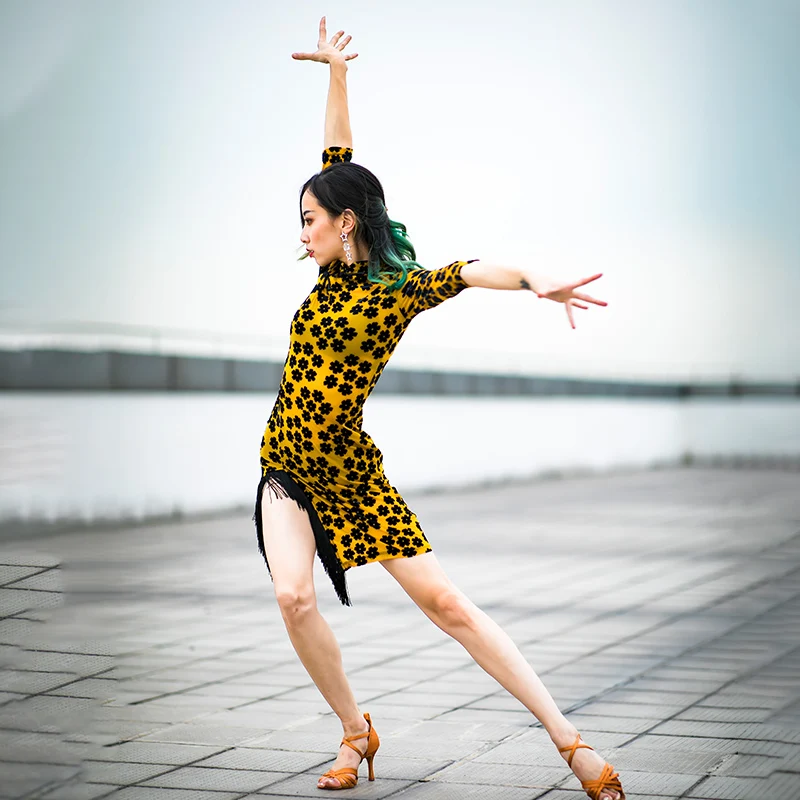 Cheongsam танцевальное платье женское в стиле латино танго Сальса костюмы для самбы