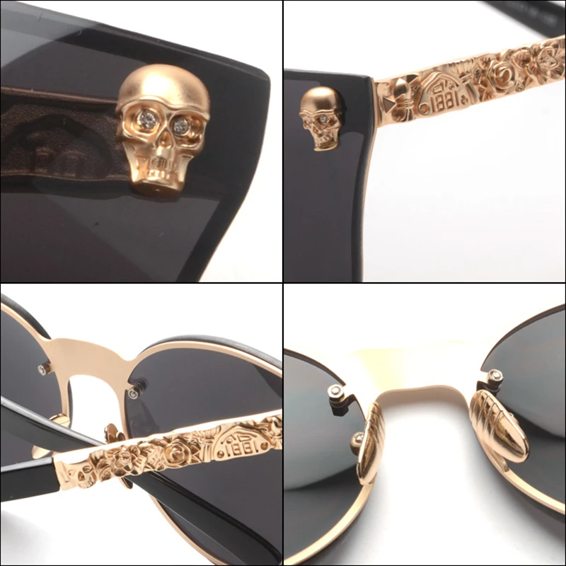 6 цветов круглые очки без оправы с черепом популярные винтажные модные крутые