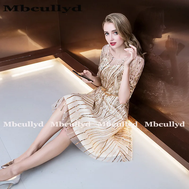 Великолепные Выпускные платья Mbcully с рукавом до локтя V образным вырезом 2020