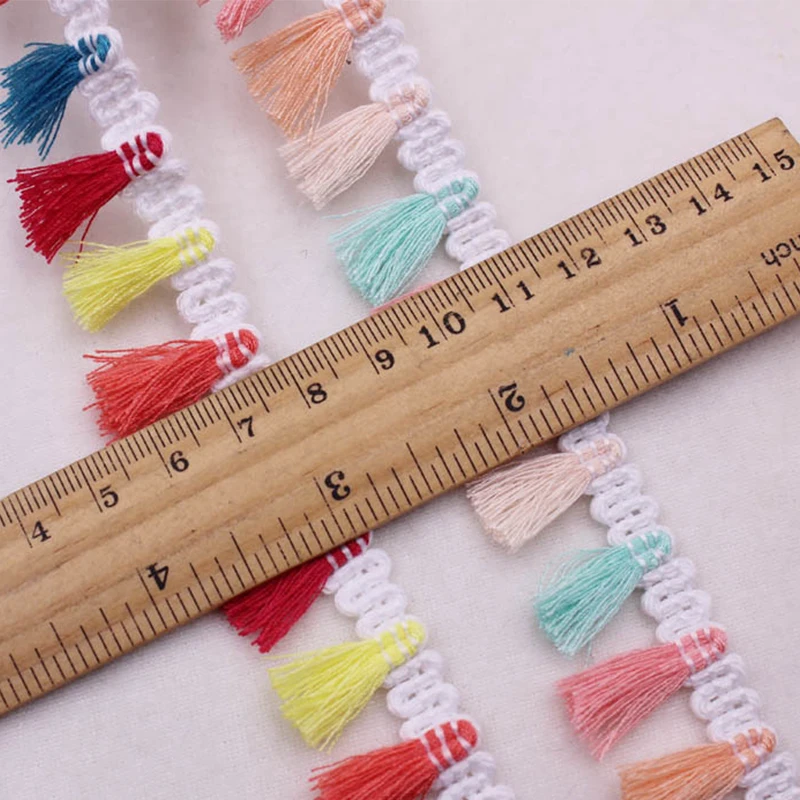 45Yards 2.5cm Colored Tassel Fringe Lace Trims Ethnic Ribbon Hat Bag Scarf Webbing DIY Sewing Craft | Дом и сад