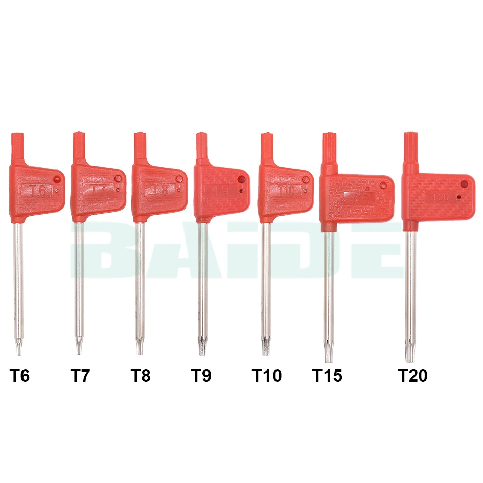 Отвертка Ключ Torx T6 T7 T8 T9 T10 T15 T20 маленькие отвертки с красным флагом инструменты 200