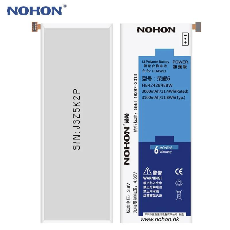 NOHON для Huawei Honor 6 8 9 Lite 6X 5X 4X батарея P9 P10 Замена HB366481ECW HB4242B4EBW HB386483ECW батареи сотового