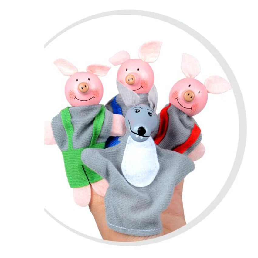 

Baby Cartoon fairy tale People Finger Puppets Wooden Theater Soft Doll Kids Educational Toys for Children Gift Play bedtim story