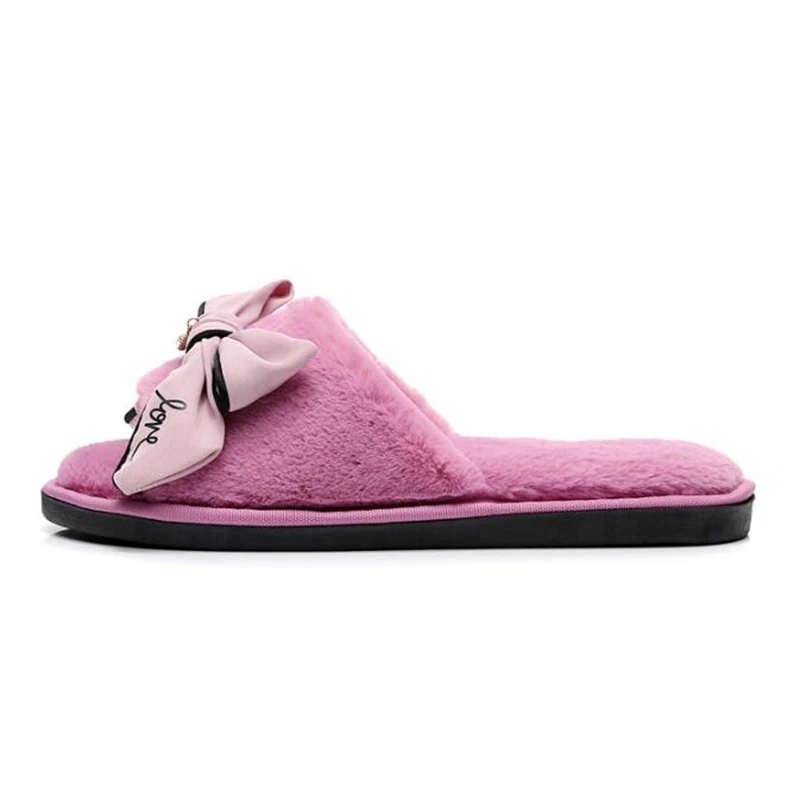 women Bow cotton slippers autumn and winter indoor home shoes fashion casual flat to keep warm soft flip flop sh610 | Обувь