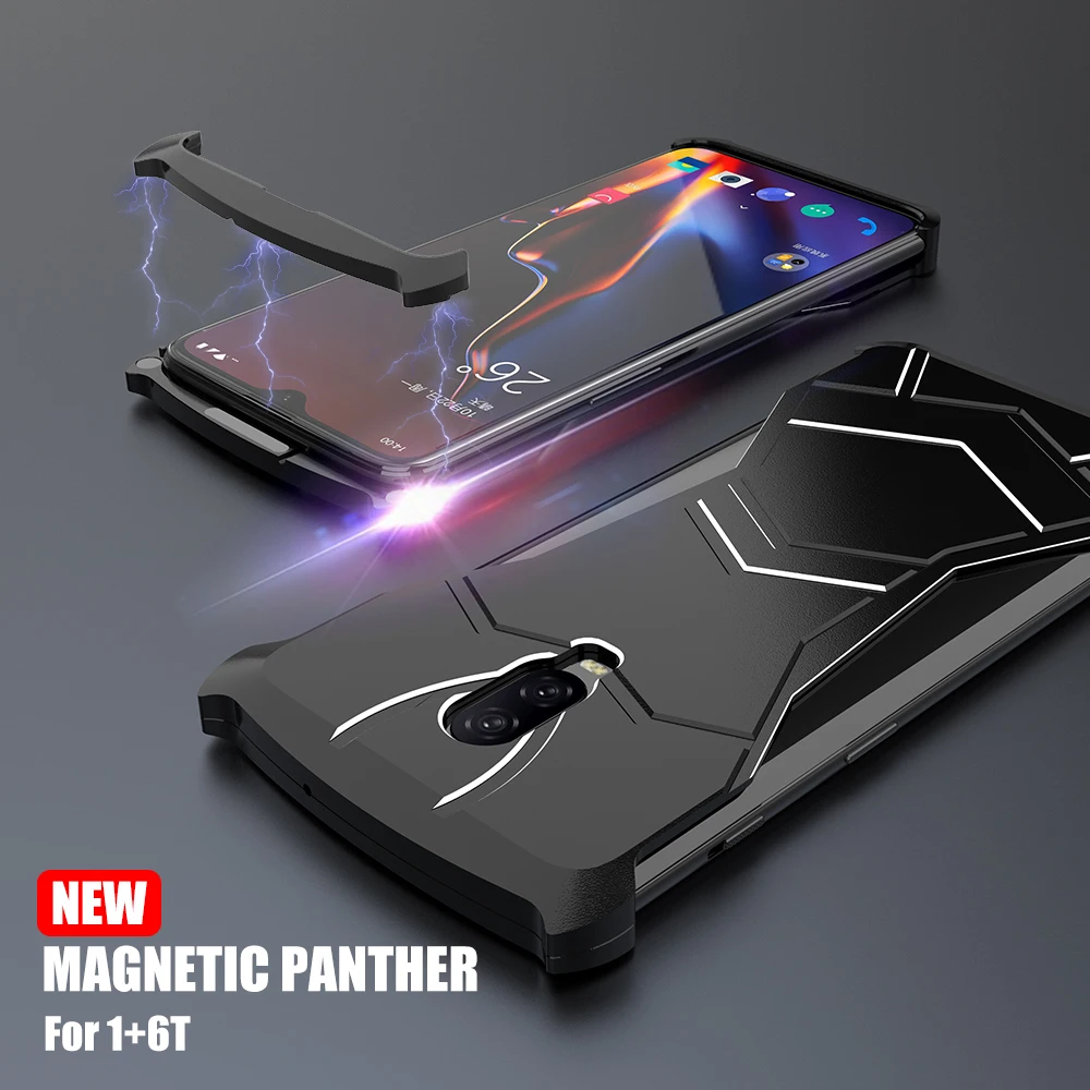 R-JUST, алюминиевый защитный Магнитный чехол с черной пантерой для Oneplus 6 T, чехол, Железный человек, защитный чехол для телефона, кожаная сумка