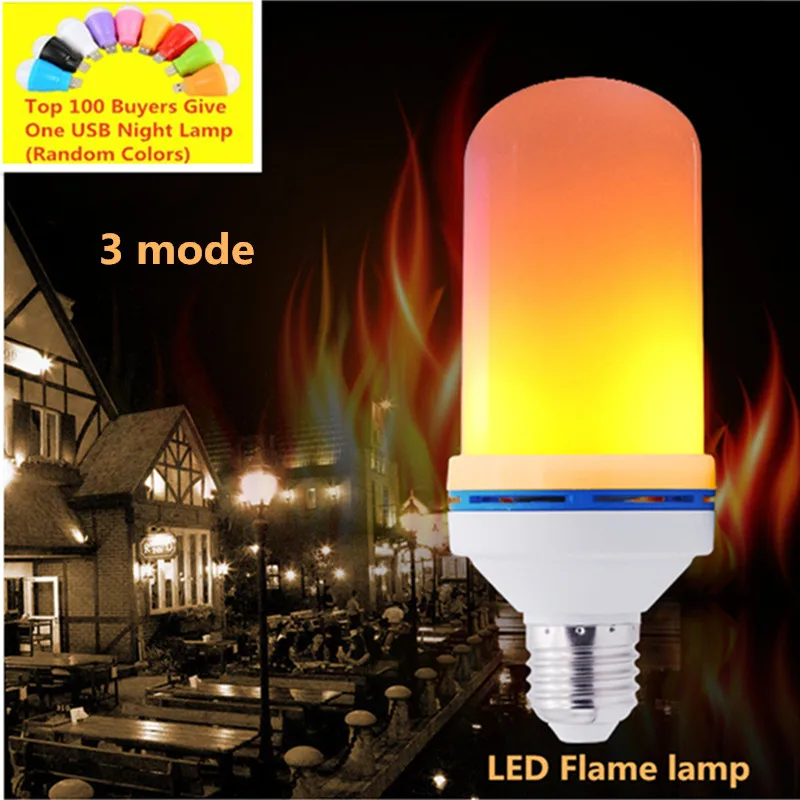Светодиодная лампа 3 Вт 5 7 E27 с пламенем 85-265 в светодиодные лампы эффектом пламени