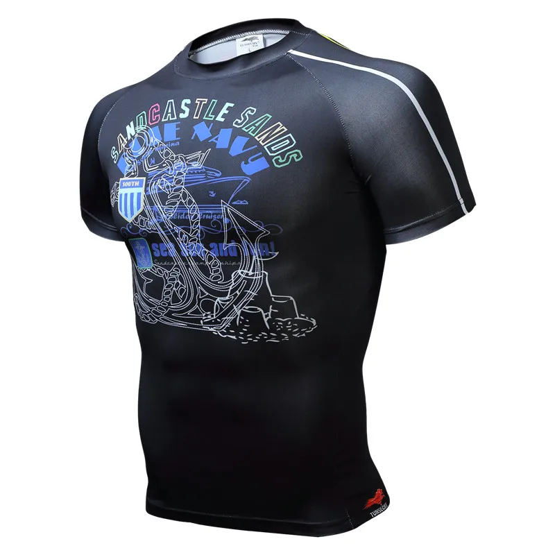 TUNSECHY brand men's short sleeve compression will base layer for weightlifting bodybuilding crime bikeing tight t-shirts dress | Спорт и