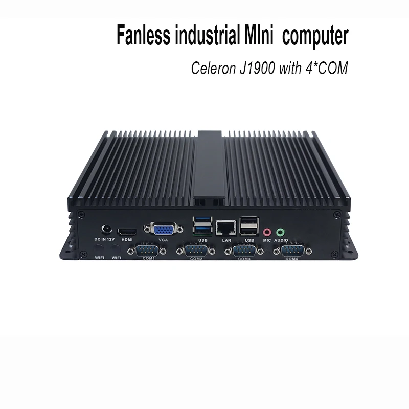 Безвентиляторный промышленный Celeron J1900 мини-компьютер с 4 * COM Mini PC для киоск