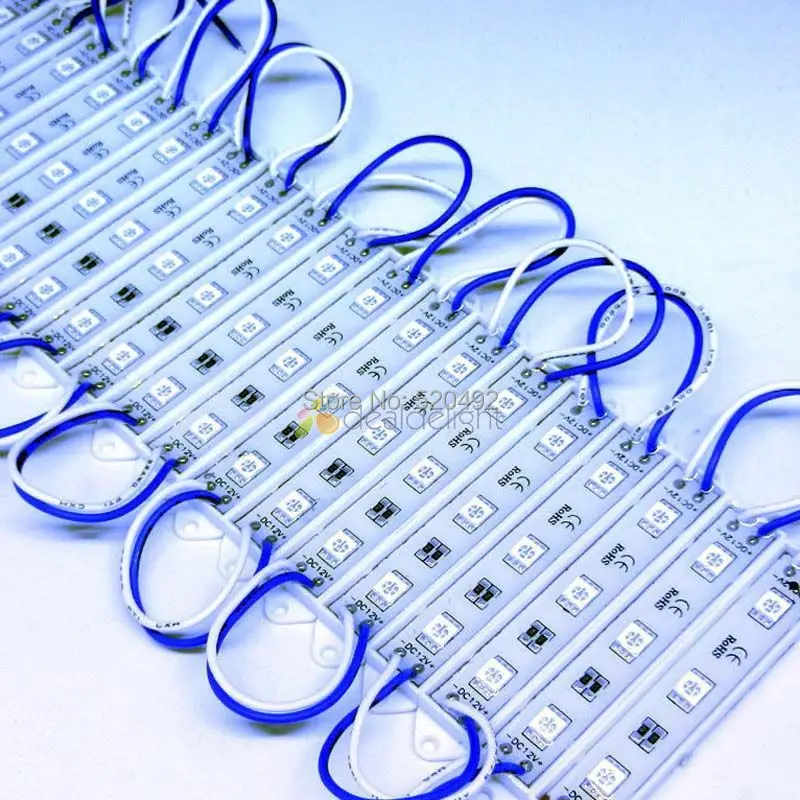 Супер яркий 200 шт. DC 12 В 3 светодиода 5050 SMD Синий 7512 водонепроницаемый светодиодный