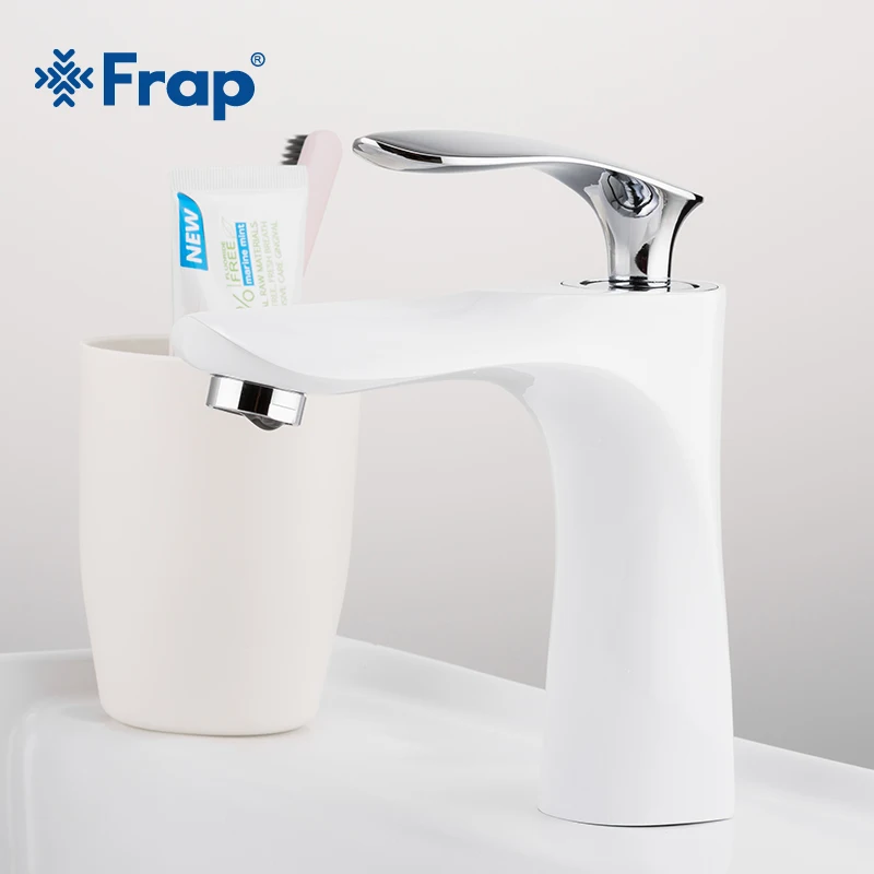 

Смеситель для раковины FRAP Y10151, латунь, белый и хромированный, кран для горячей и холодной воды, одна ручка, хромированный мини-кран для раков...