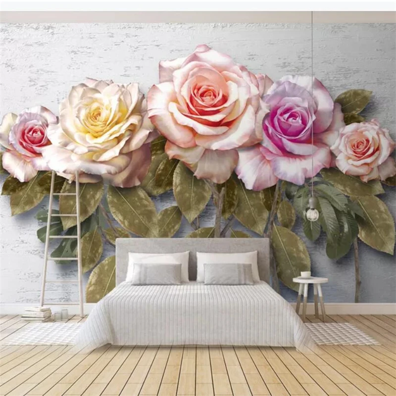 

Wellyu современный ретро бутик цветок Роза сад ТВ фон настенная живопись на заказ большая роспись зеленые обои