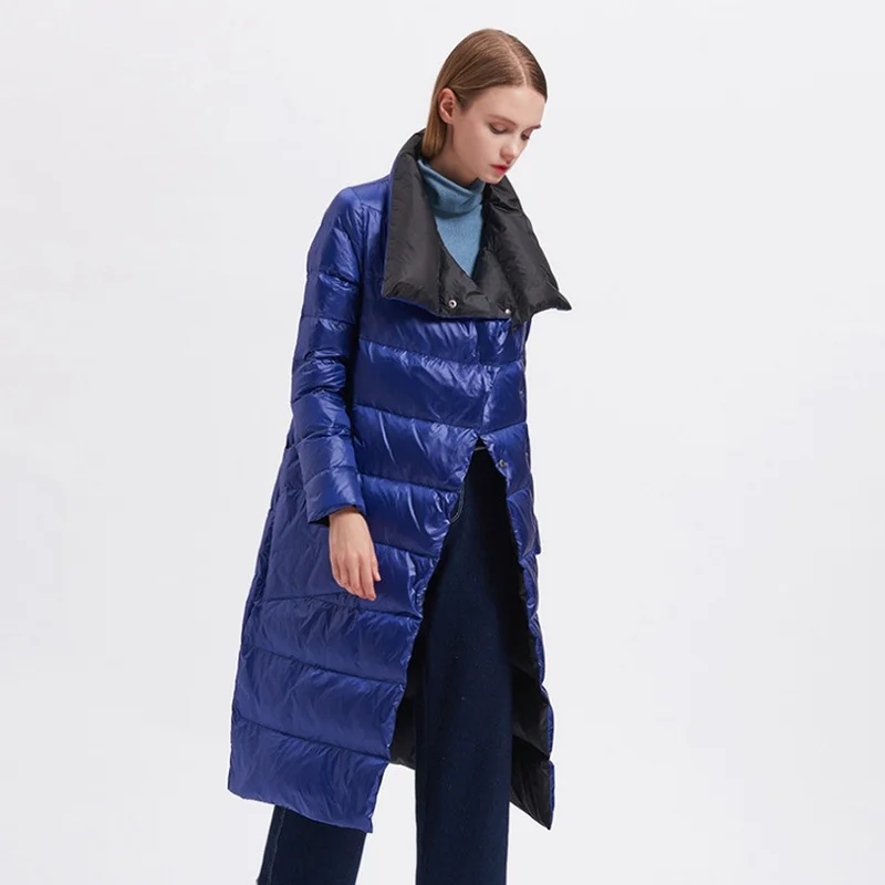 Длинная куртка на утином пуху женское осенне зимнее пальто женская пуховик
