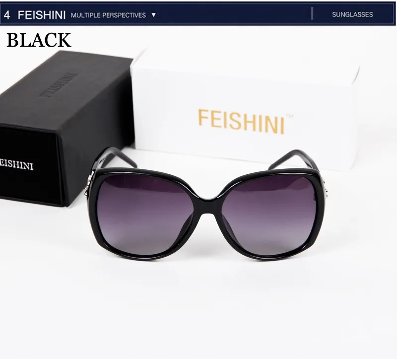 FEISHINI высокое качество FDA Мода вождения oculos de sol feminino HD UVA большая рамка градиентные солнцезащитные очки женские поляризованные винтажные
