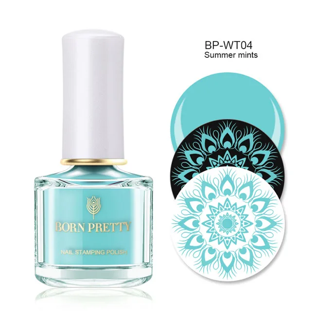Summer Mints BORN PRETTY стемпинг ногтей покрытие синий красный розовый дизайн ногтей пластины печать лак пилинг жидкий лак для ногтей Латекс 6 мл - Цвет: Summer Mints