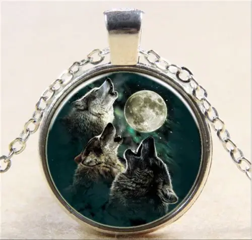 Новая мода Винтаж волк кабошон Серебряная цепочка Кулон Цепочки и ожерелья|fashion