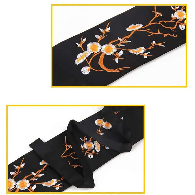 New fashion wide embroidery waistbands for women black flower bow design HOT Slimming Body Belts Corset Girdle dress lady party |