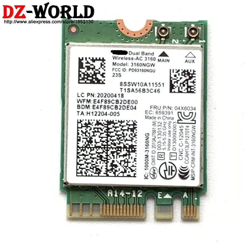 Двухдиапазонная беспроводная карта AC 3160NGW wifi + BT 4 0 NGFF 2 ГГц/5 ГГц для lenovo|ЖК-экран