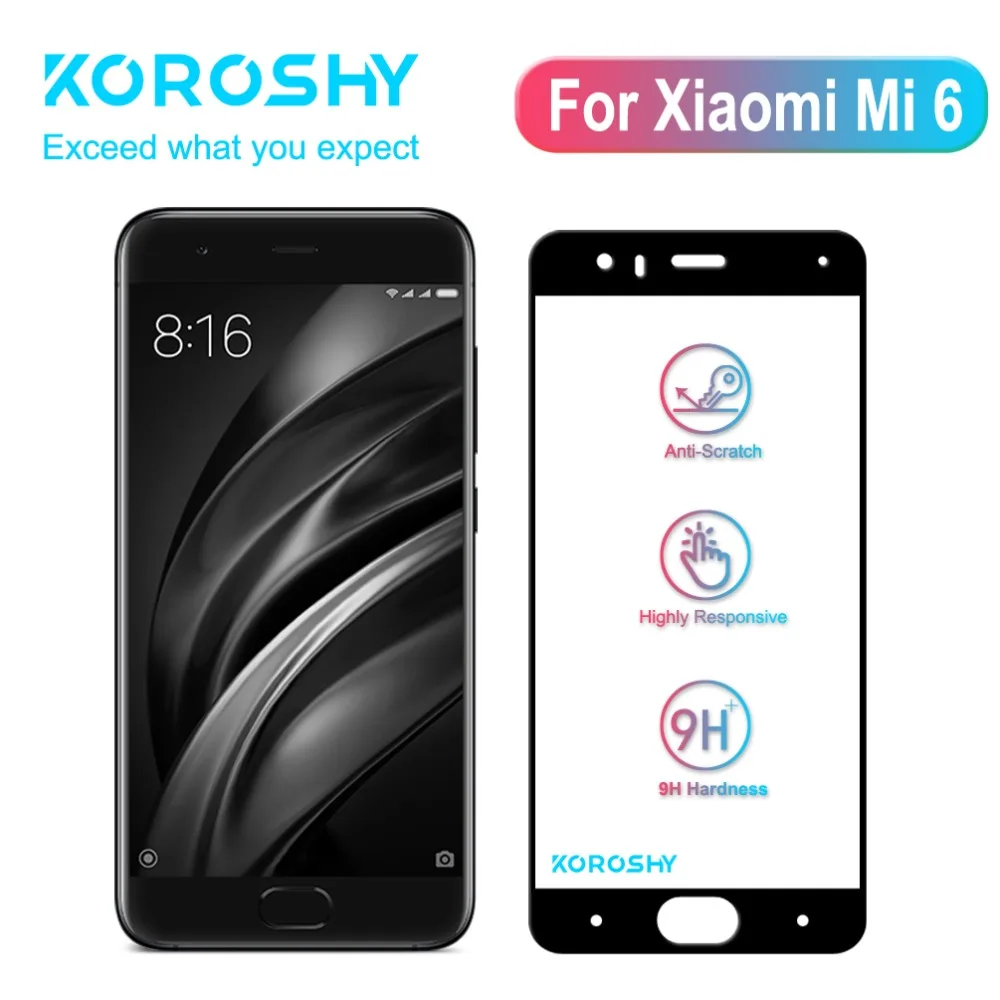 KOROSHY полное покрытие закаленное стекло для Xiaomi Mi6 Mi 6 M6 Pro Prime защита экрана без