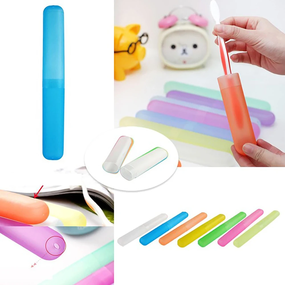 Переносная коробка для зубной щетки в путешествии, кемпинге, защита от пыли, держатель с ложкой и палочками для еды, вентилируемый.