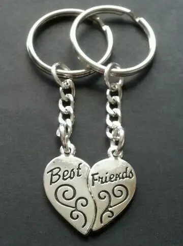 Винтаж серебристого цвета с надписью Best Friends пару брелок в форме сердца Форма
