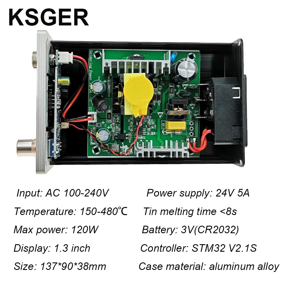 KSGER V2.1S STM32 OLED T12 контроллер температуры металлический чехол Крышка паяльник станция 9501 паяльная ручка с батареей
