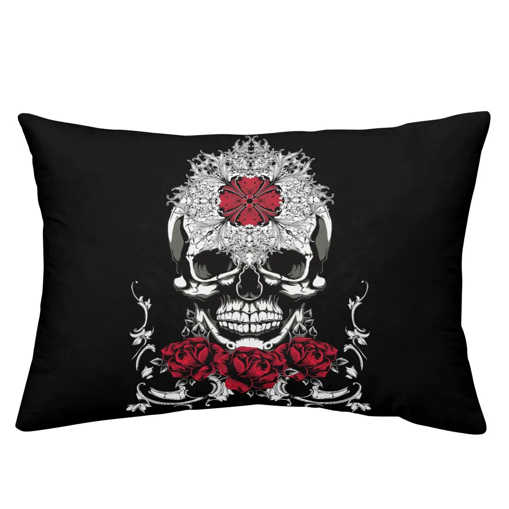

Girls Sugar Skull Bedding Set Red Rose Flowers Print Duvet Cover Ladies Sweet Bed Cover King Queen Pillowcase Home Decor D49