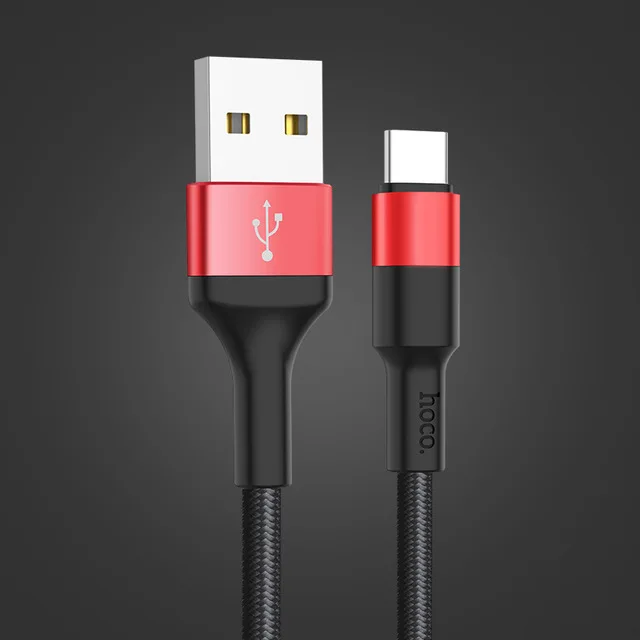 HOCO USB C кабель для samsung S9 S8 2A usb type C Быстрая зарядка кабель для Xiaomi Mi 8 A1 huawei Синхронизация данных USBC Шнур зарядное устройство Tipe C - Цвет: black