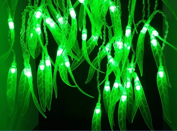 

100-300LEDS Artificial Salix Leaf Vine Wedding Leaves Curtain Light for Home Garden Luminaries LED Decoration Christmas Lights