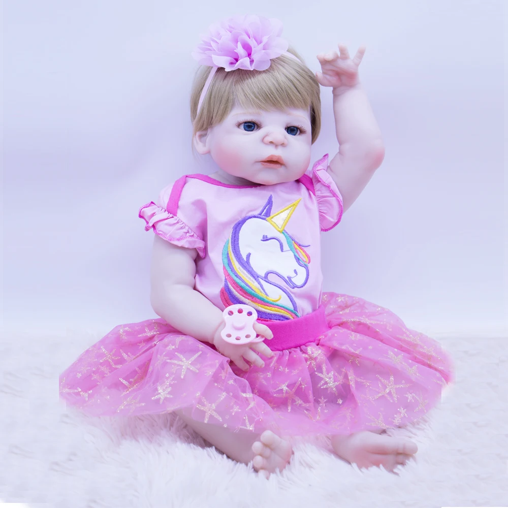 DOLLMAI 22 дюйма 55 см Bebe Reborn кукла белая кожа силиконовая девочка игрушка Baby подарок