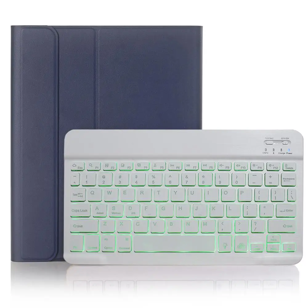 Bluetooth-клавиатура с подсветкой Чехол для iPad 9,7 чехол с карандашом для iPad Air 1 2 5th 6th Generation Pro 9,7 чехол - Цвет: Blue with White