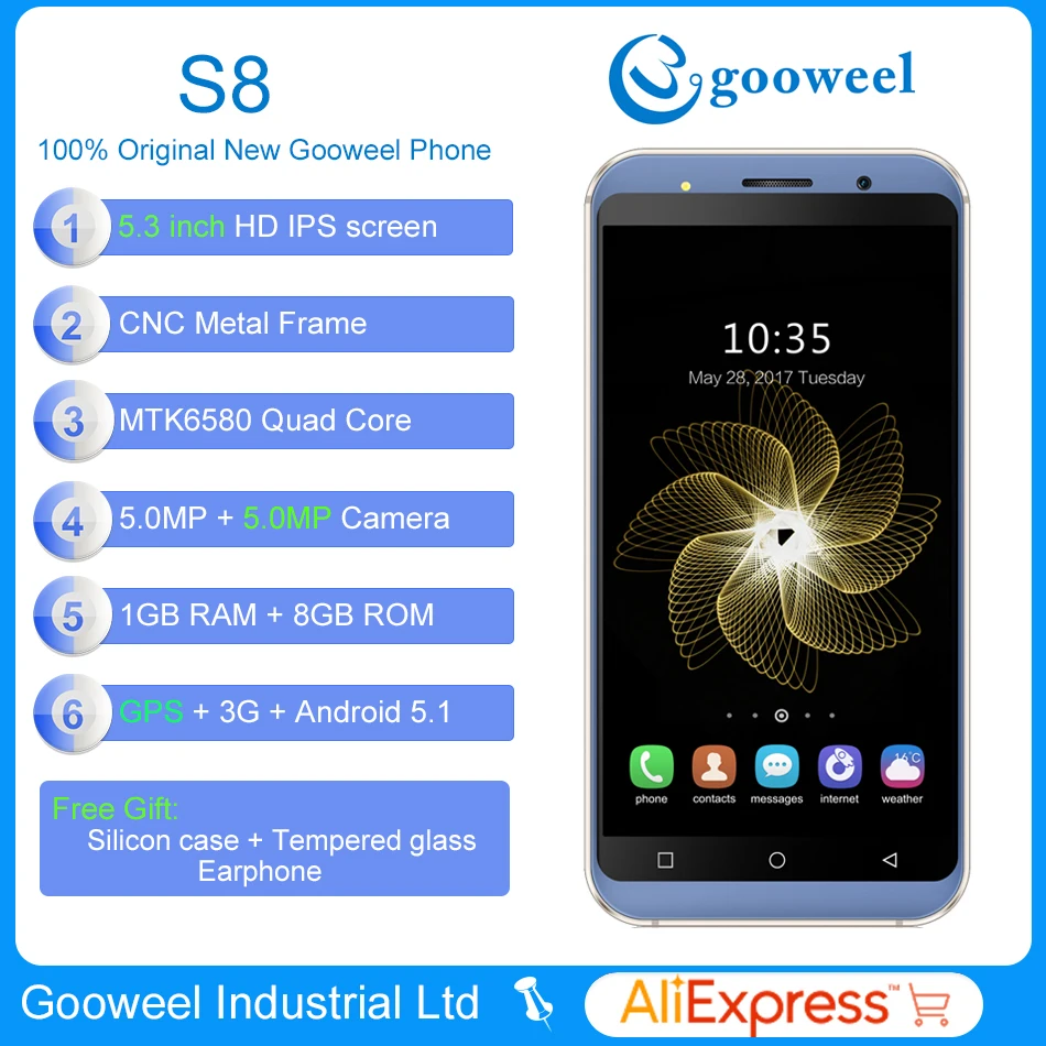 Фото Новый Gooweel S8 Мобильного Телефона 5 3 дюймов HD ips MTK6580 quad core Смартфон 5MP + gps 1 ГБ Новый Gooweel S8 Мобильного Телефона 5 3 дюймов HD ips MTK6580 quad core Смартфон 5MP + gps 1 ГБ