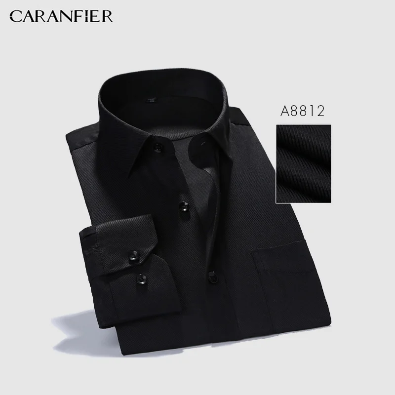 CARANFIER, мужские рубашки, деловые, мужские, Саржевые, приталенные, с длинным рукавом, чистый цвет, классические, повседневные рубашки, Camisa Masculina